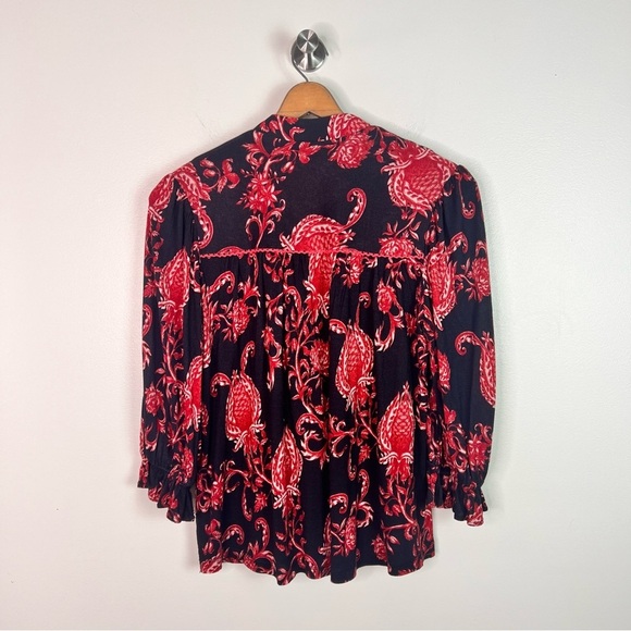 Anthropologie Bl-nk Floral Embroidered V-Neck Top - Picture 8 of 9